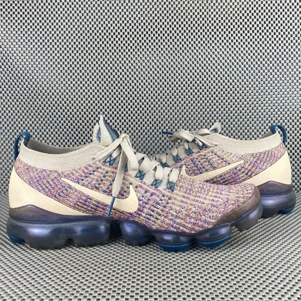 Nike Air VaporMax Flyknit 3 Running Shoes Womens 11 Cream Purple Logo Lace Up - Picture 3 of 12